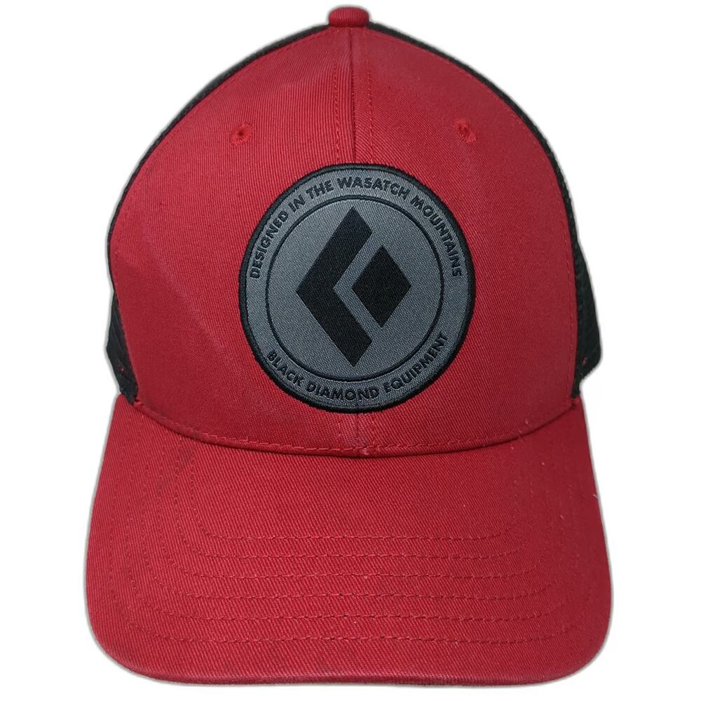 Black Diamond Trucker Hat Red One Size Mesh Back Snapback Logo Patch Wasatch